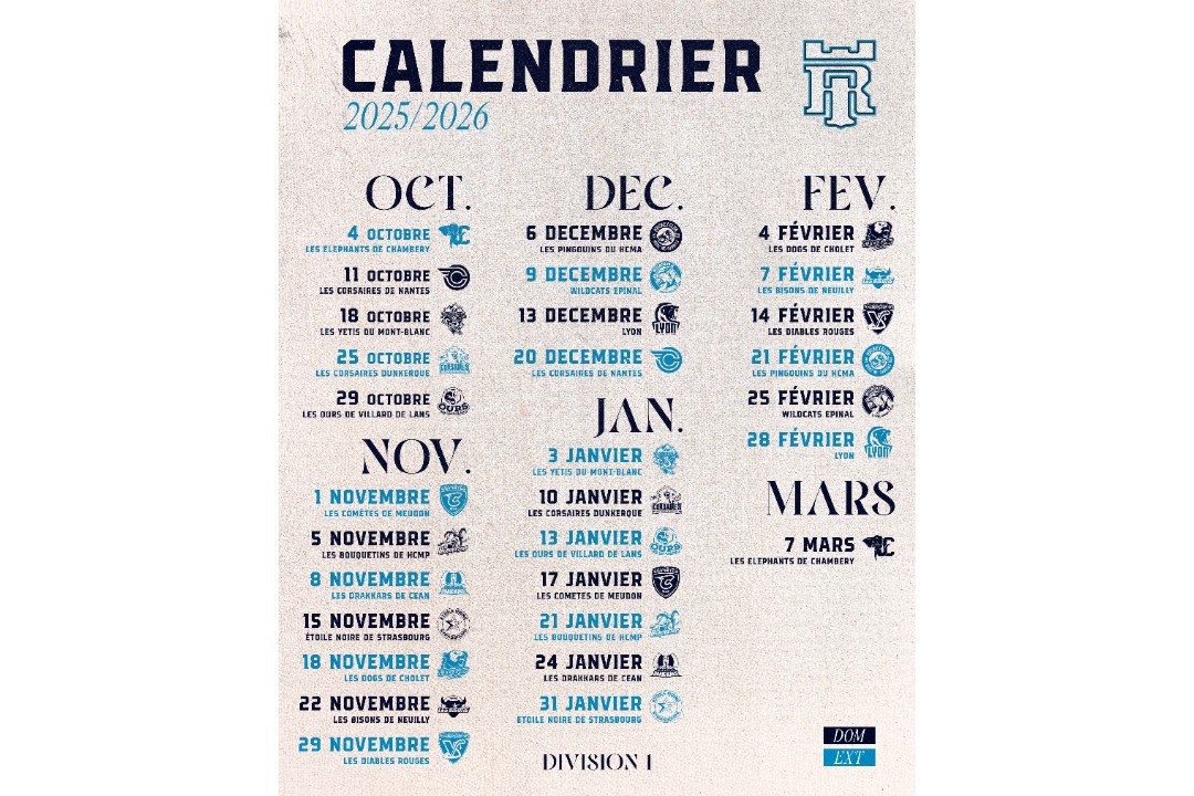 Calendrier SAISON 2021/2022