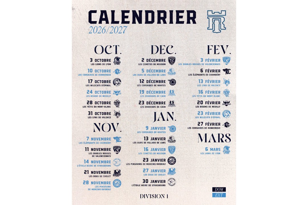 Calendrier SAISON 2021/2022